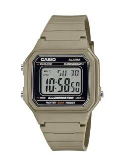 Casio Digitale Armbanduhr mit Beleuchtung, Alarm, Chronograph, 50 m, wasserdicht, W217H-5AV, Beige von Casio