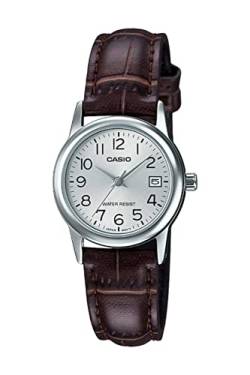 Casio #LTP-V002L-7B2 Women's Standard Analog Leather Band Silver Numbers Dial Date Watch von Casio