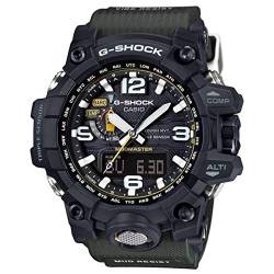Solar-Armbanduhr für Herren, G-Shock Mudmaster GWG-1000–1A3, robust, Schwarz und Grün von Casio