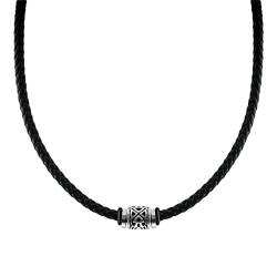 Casisto.J Leder Halskette, Halsband Edelstahl, CLede Herren Halsschmuck, anhänger kette, lederband Schwarz, lederkette Kommt in Schmuck Geschenk Box von Casisto.J