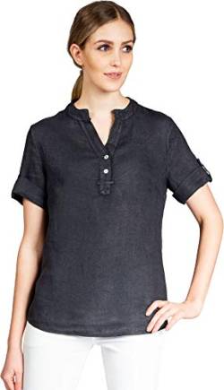 Caspar BLU025 Elegante Damen Halbarm Sommer Shirtbluse aus Leinen mit V-Ausschnitt, Farbe:dunkelblau, Größe:40 von Caspar