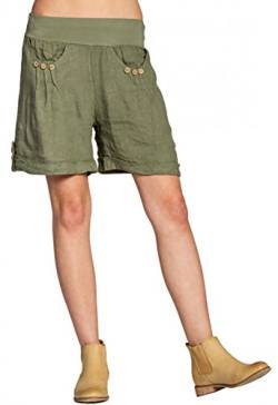 Caspar BST002 Damen Leinen Shorts, Farbe:Oliv grün, Größe:S - DE36 UK8 IT40 ES38 US6 von Caspar