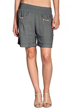 Caspar BST002 Damen Leinen Shorts, Farbe:grau, Größe:L - DE40 UK12 IT44 ES42 US10 von Caspar