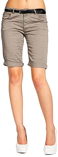 Caspar BST005 Damen Baumwoll Chino Shorts, Farbe:Schlamm, Größe:XXL - DE44 UK16 IT48 ES46 US14 von Caspar
