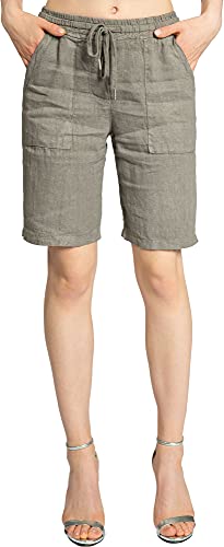 Caspar BST010 knielange Damen Leinen Shorts, Farbe:Taupe, Größe:36 von Caspar