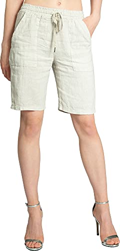 Caspar BST010 knielange Damen Leinen Shorts, Farbe:beige, Größe:34 von Caspar