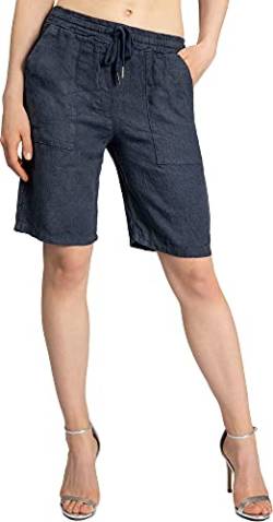 Caspar BST010 knielange Damen Leinen Shorts, Farbe:dunkelblau, Größe:36 von Caspar