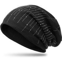 Caspar Beanie MU142 Beanie Mütze mit stylischen Strass Streifen und warmem Flanell Stoff von Caspar