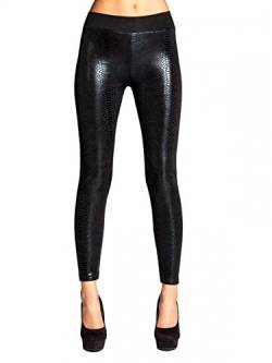 Caspar HLE016 Gefütterte Damen Leggings, Farbe:schwarz Kroko, Größe:L - DE40 UK12 IT44 ES42 US10 von Caspar