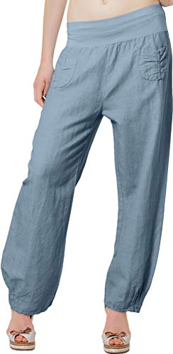 Caspar KHS006 leichte Damen Sommer Leinenhose Yogahose, Farbe:Jeans blau, Größe:M - DE38 UK10 IT42 ES40 US8 von Caspar