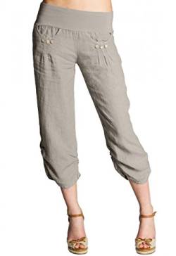 Caspar KHS017 Damen 3/4 Leinen Hose, Farbe:Taupe, Größe:3XL - DE46 UK18 IT50 ES48 US16 von Caspar