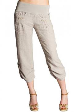 Caspar KHS017 Damen 3/4 Leinen Hose, Farbe:beige, Größe:3XL - DE46 UK18 IT50 ES48 US16 von Caspar