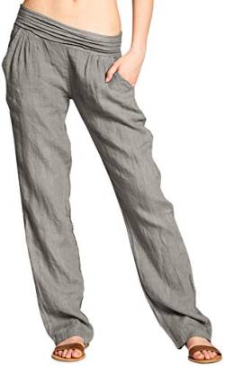 Caspar KHS020 Damen Casual Leinen Hose, Farbe:Taupe, Größe:L - DE40 UK12 IT44 ES42 US10 von Caspar