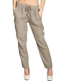 Caspar KHS045 leichte Damen Casual Sommer Freizeit Hose Leinenhose, Farbe:Taupe, Größe:XL - DE42 UK14 IT46 ES44 US12 von Caspar