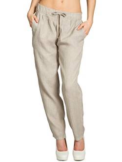 Caspar KHS045 leichte Damen Casual Sommer Freizeit Hose Leinenhose, Farbe:beige, Größe:M - DE38 UK10 IT42 ES40 US8 von Caspar