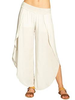 Caspar KHS047 Elegante Damen Sommerhose aus angenehm Leichter Viskose, Farbe:beige, Größe:36 von Caspar