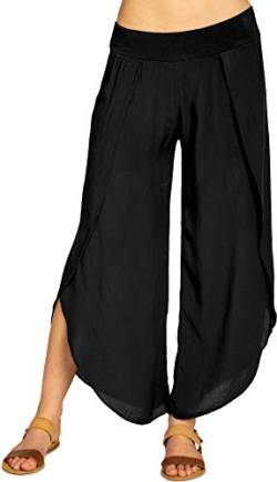 Caspar KHS047 Elegante Damen Sommerhose aus angenehm Leichter Viskose, Farbe:schwarz, Größe:38 von Caspar