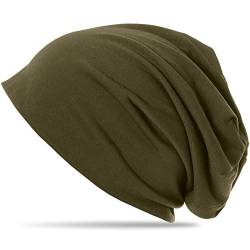 Caspar MU068 Klassische leichte Slouch Beanie Mütze Longbeanie, Farbe:Oliv grün von Caspar