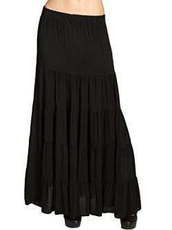 Caspar RO020 Langer eleganter Damen Maxi Sommer Rock Faltenrock, Farbe:schwarz, Mode Größe:L/XL von Caspar