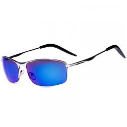 Caspar SG010 Unisex Sport Sonnenbrille mit Metallrahmen, Farbe:silber/blau verspiegelt von Caspar