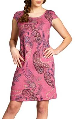 Caspar SKL022 Damen Sommer Leinenkleid mit Paisley Print bis Größe 50, Farbe:Fuchsia, Größe:S - DE36 UK8 IT40 ES38 US6 von Caspar