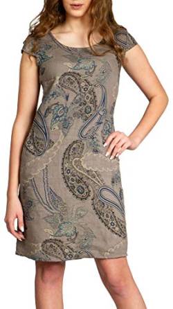 Caspar SKL022 Damen Sommer Leinenkleid mit Paisley Print bis Größe 50, Farbe:Taupe, Größe:S - DE36 UK8 IT40 ES38 US6 von Caspar