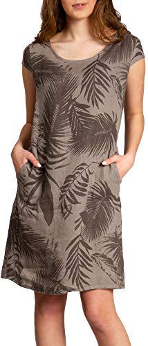 Caspar SKL027 knielanges Elegantes Damen Sommer Leinenkleid bis Größe 50, Farbe:Taupe, Größe:3XL - DE46 UK18 IT50 ES48 US16 von Caspar