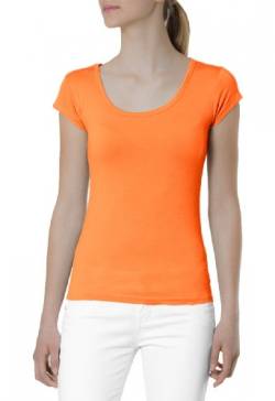 Caspar SRT005 Klassisches Damen Basic Kurzarm Shirt, Farbe:orange, Größe:M - DE38 UK10 IT42 ES40 US8 von Caspar