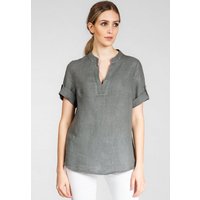 Caspar Shirtbluse BLU024 elegante Damen Halbarm Sommer Leinenbluse mit stylischem V-Ausschnitt von Caspar