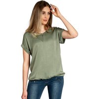 Caspar Shirtbluse BLU026 leichte elegante Damen Seidenglanz Kurzarm Sommer Bluse von Caspar