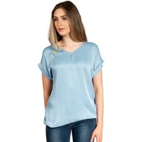 Caspar Shirtbluse BLU026 leichte elegante Damen Seidenglanz Kurzarm Sommer Bluse von Caspar