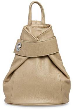 Caspar TL789 eleganter Damen Rucksack aus echtem Leder Standardgröße, Farbe:sand, Größe:Standard Größe (BxHxT ca. 25x30x11 cm) von Caspar