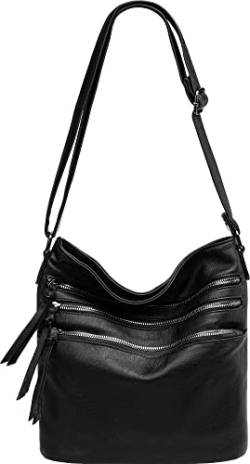 Caspar TS1071 sportlich elegante mittelgroße Damen Crossbody Bag Umhängetasche, Farbe:schwarz, Accessoires One Size:One Size von Caspar
