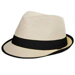 Caspar Unisex Trilby Hut/Strohhut mit Farbiger Krempe - 2 Modelle - viele Farben - HT001, Farbe:No.2 schwarz von Caspar