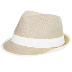 Caspar Unisex Trilby Hut/Strohhut mit Farbiger Krempe - 2 Modelle - viele Farben - HT001, Farbe:No.2 weiß von Caspar