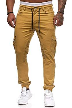 Cassiecy Cargohose Herren Slim Fit Casual Jogger Chino Cargo Hosen Stretch Jogginghose Sporthose Freizeithose mit Taschen Herren Hose (Khaki, 3XL) von Cassiecy