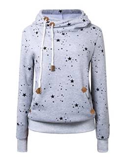 Cassiecy Damen Kapuzenpullover Winter Langarm Hoodie Pullover Baumwoll Zipped Sweatshirt Winterjacke Mantel Outwear (M, Grau) von Cassiecy