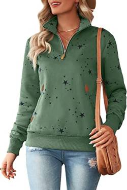 Cassiecy Damen Kapuzenpullover Winter Langarm Hoodie Pullover Baumwoll Zipped Sweatshirt Winterjacke Mantel Outwear (M, ZY1_Grün) von Cassiecy