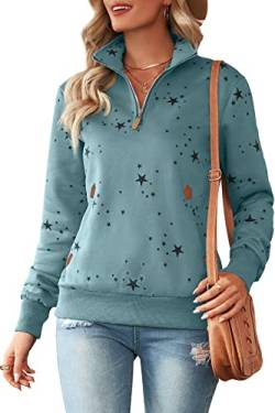 Cassiecy Damen Kapuzenpullover Winter Langarm Hoodie Pullover Baumwoll Zipped Sweatshirt Winterjacke Mantel Outwear (M, ZY1_Hellgrün) von Cassiecy