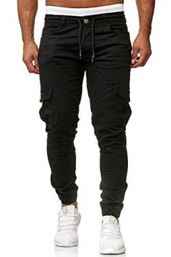 Cassiecy Herren Hosen Cargo Chino Jeans Stretch Jogger Sporthose Herren Hose mit Taschen Slim Fit Freizeithose, Schwarz, XL von Cassiecy