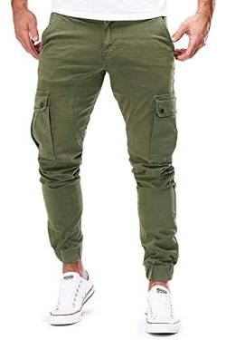 Herren Hose Jogger Chino Cargo Jeans Hosen Stretch Sporthose Herren Hose mit Taschen Slim Fit Freizeithose (Z_Armeegrün, L) von Cassiecy