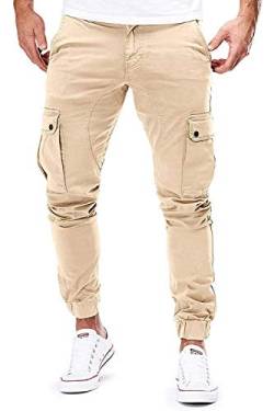 Herren Hose Jogger Chino Cargo Jeans Hosen Stretch Sporthose Herren Hose mit Taschen Slim Fit Freizeithose (Z_Khaki, XXL) von Cassiecy