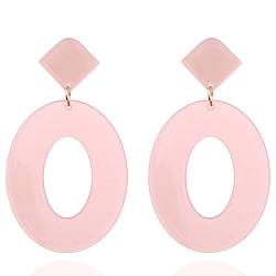 Casstad Ovale Ohrringe aus Acryl für Damen, geometrische große Kreise, rosa, Acryl von Casstad