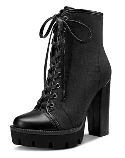 Castamere Damen Plattform Stiefeletten Blockabsatz Boots 12CM High Heels Schwarz Schuhe EU 40 von Castamere