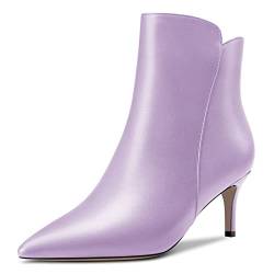 Castamere Damen Stiletto Mittlerem Kitten Absatz Heel Spitze Zehenkappe Stiefeletten Reißverschluss Slip-on Klassisch Dress Büroschuhe 6.5 CM Heels Stiefel Violett 37 EU von Castamere