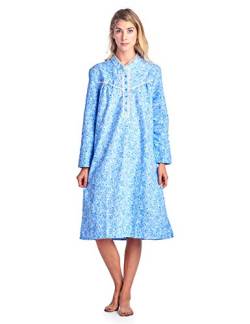 Casual Nights Damen Flanell Floral Langarm Nachthemd - Blau - X-Large von Casual Nights