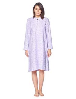 Casual Nights Damen Flanell Floral Langarm Nachthemd - Violett - Small von Casual Nights