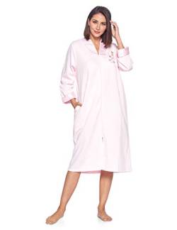 Casual Nights Damen Gesteppte Langärmelige Reißverschluss Hauskleid Robe Gr. 38, Rosa - Midi von Casual Nights