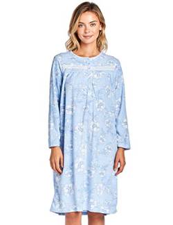 Casual Nights Damen Nachthemd aus Fleece, langärmelig Gr. 48, Blumenmuster / Blau von Casual Nights