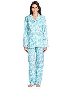Casual Nights Damen Nachtwäsche Langarm Floral Pyjama Set - Grün - Medium von Casual Nights